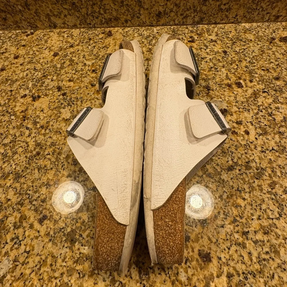 Birkenstock Arizona White Birkoflor Sandals Slides Size 41 US Wmns 10-10.5 Wide - Picture 6 of 11